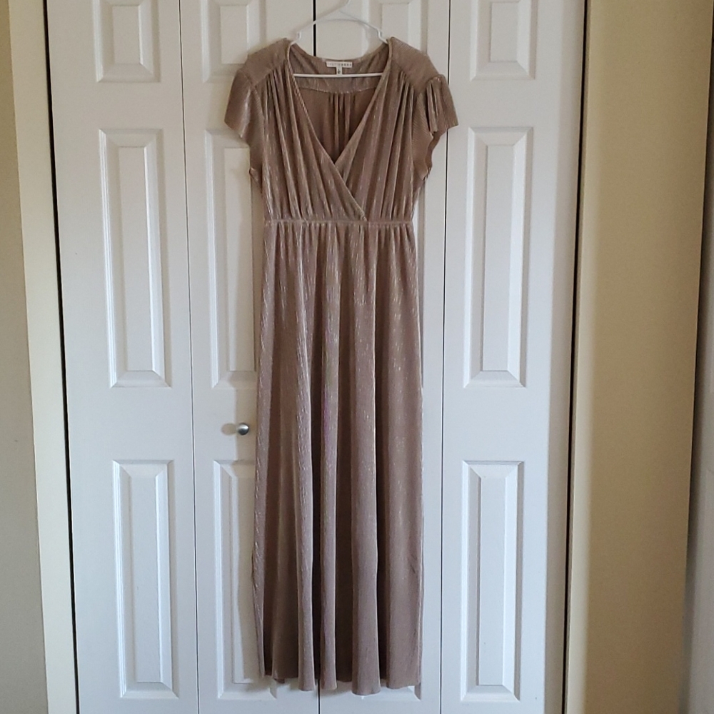 Baltic Born Athena Gold Pleated Maxi Dress